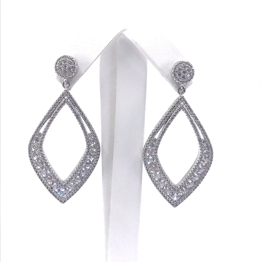 Sterling Silver Diamond-Shape CZ Earrings Radiant Aesthetic