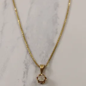 Evening Charm Trendy Detail Old Mine Cut Diamond Solitaire Necklace | 0.32ct | 15" |