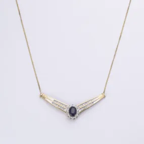 Bridal Accessory Travel Look 14k Yellow Gold Sapphire and Diamond Necklace | 0.93ct, 0.25ctw | 18"