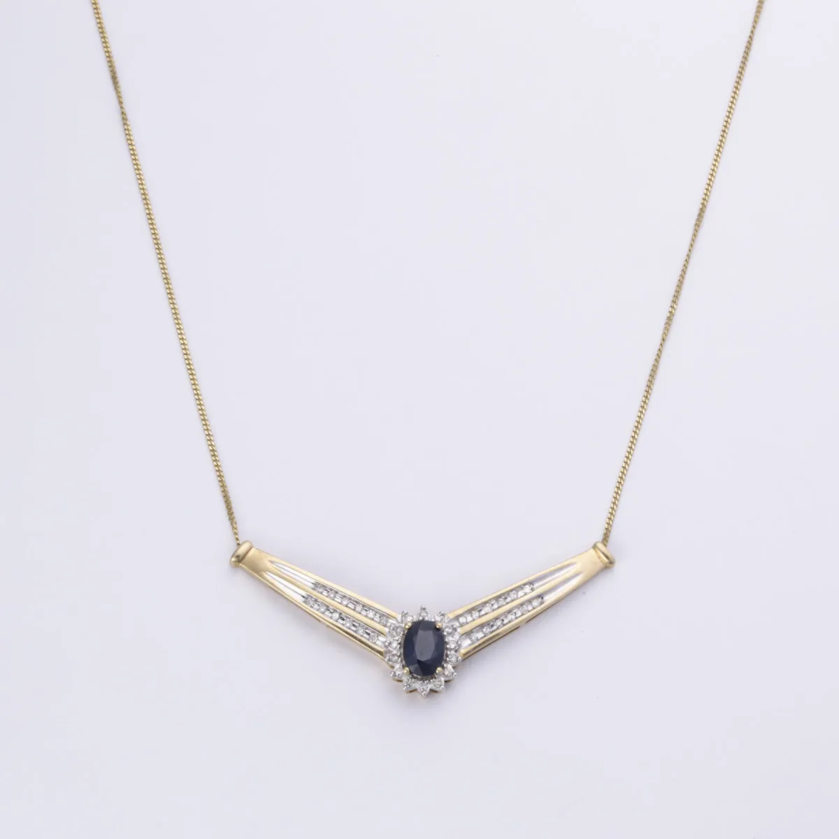 Bridal Accessory Travel Look 14k Yellow Gold Sapphire and Diamond Necklace | 0.93ct, 0.25ctw | 18"