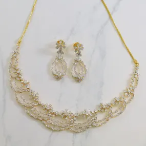 Ornate Diamond Necklace & Drop Earring Set | 2.00ctw | 15" | Statement Accent Graceful Craft
