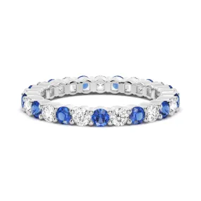 Premium product Prong Set Blue Sapphire and White Sapphire Eternity Wedding Band