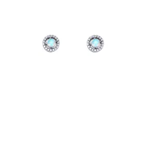 Matte Piece Sterling Silver Opal Stud Earrings