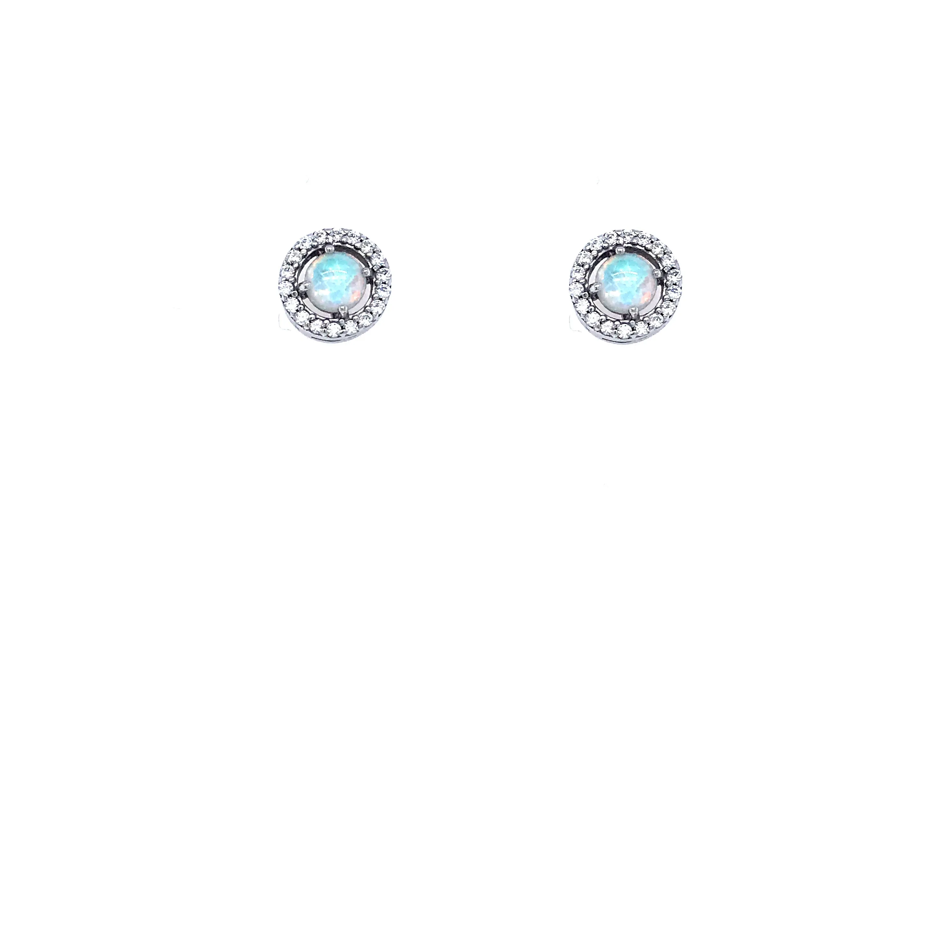 Matte Piece Sterling Silver Opal Stud Earrings