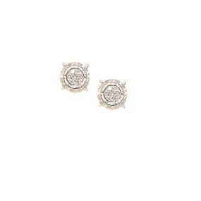 Premium Decor 10K Gold Micropave Round Shaped Diamond Stud Earrings