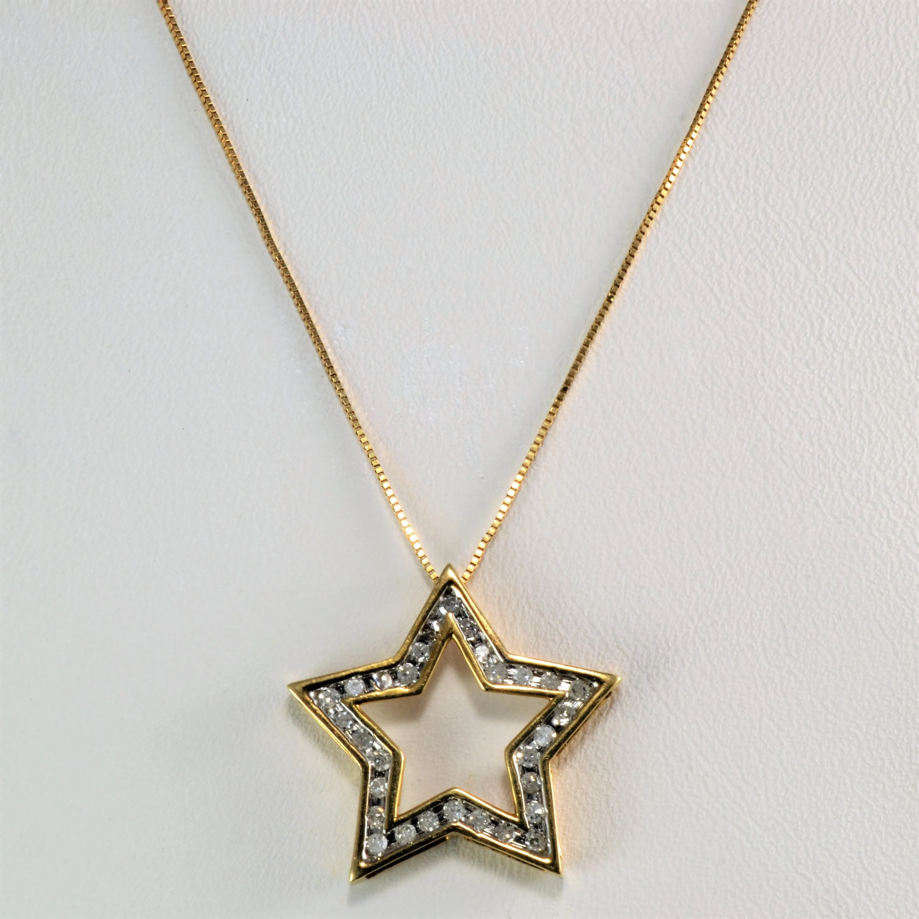 Channel Diamond Star Pendant Necklace | 0.25 ctw, 18''| Trendy Outfit Fashionable Piece