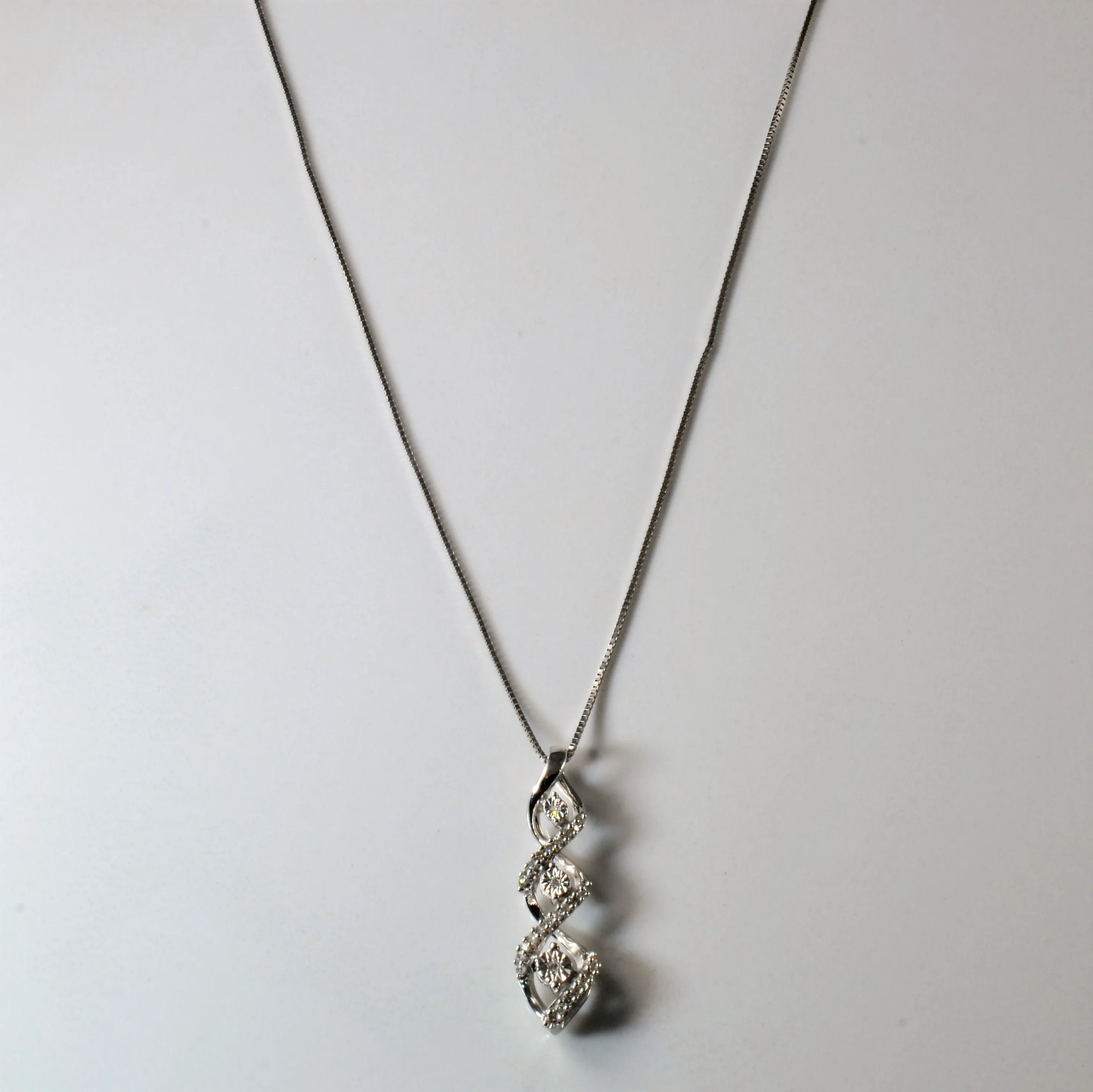 Pave Set Diamond Journey Necklace | 0.08ctw |18"| Artistic Creation Distinctive Craft