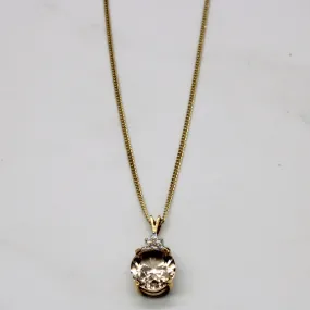 Peach Topaz & Diamond Pendant Necklace | 5.15ct, 0.09ctw | 18" | Neutral Vibe