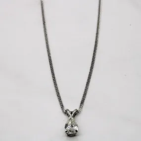 Pear Cut Diamond Pendant Necklace | 1.00ct | 18" | Relaxed Look Subtle Elegance