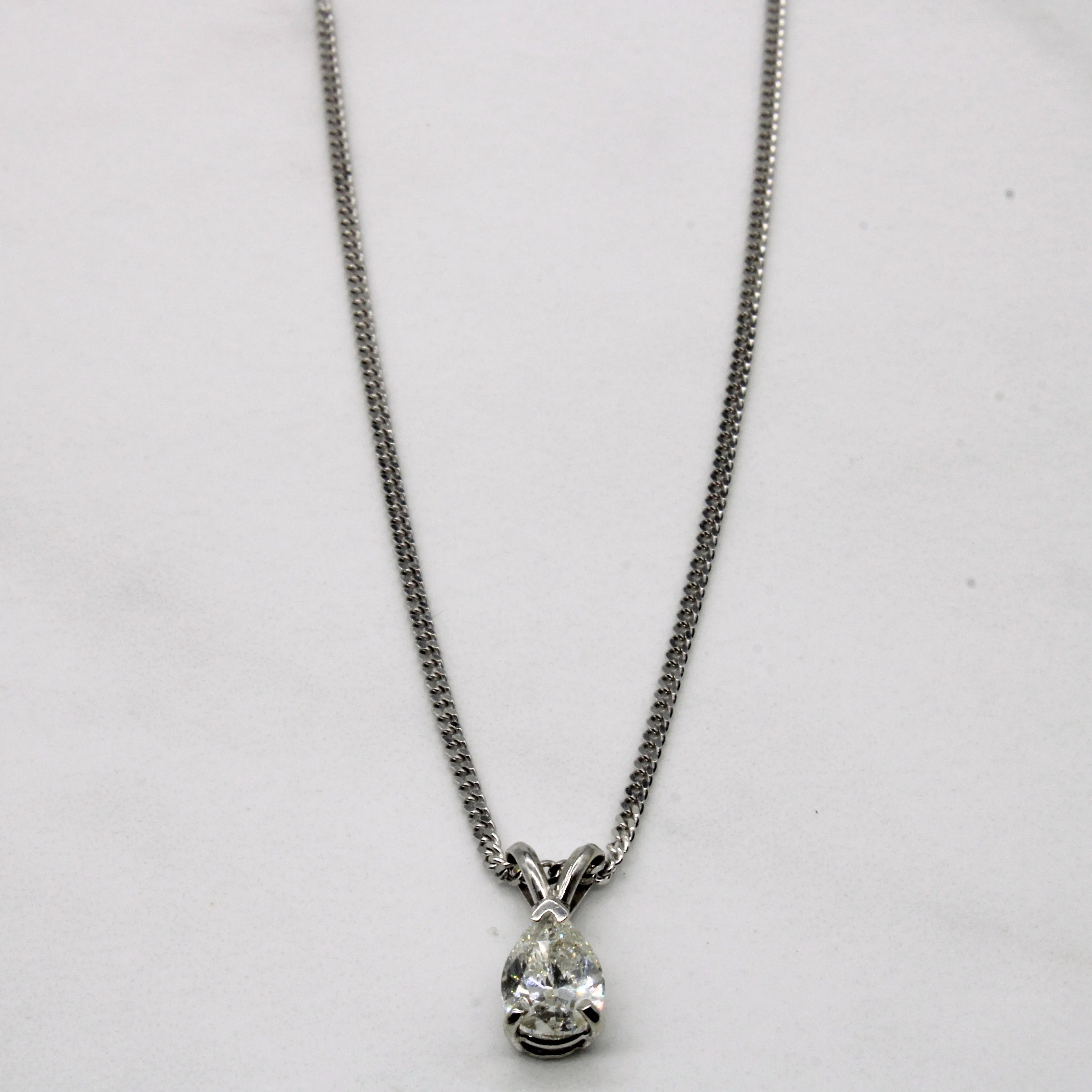Pear Cut Diamond Pendant Necklace | 1.00ct | 18" | Relaxed Look Subtle Elegance