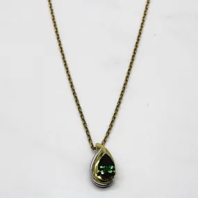 Formal Detail Trendy Highlight Pear Cut Green Tourmaline Necklace | 1.08ct | 18" |