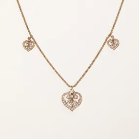 Pearl & Diamond Heart Charm Necklace | 0.31ctw | 17" | Day To Night Eye-Catching Detail