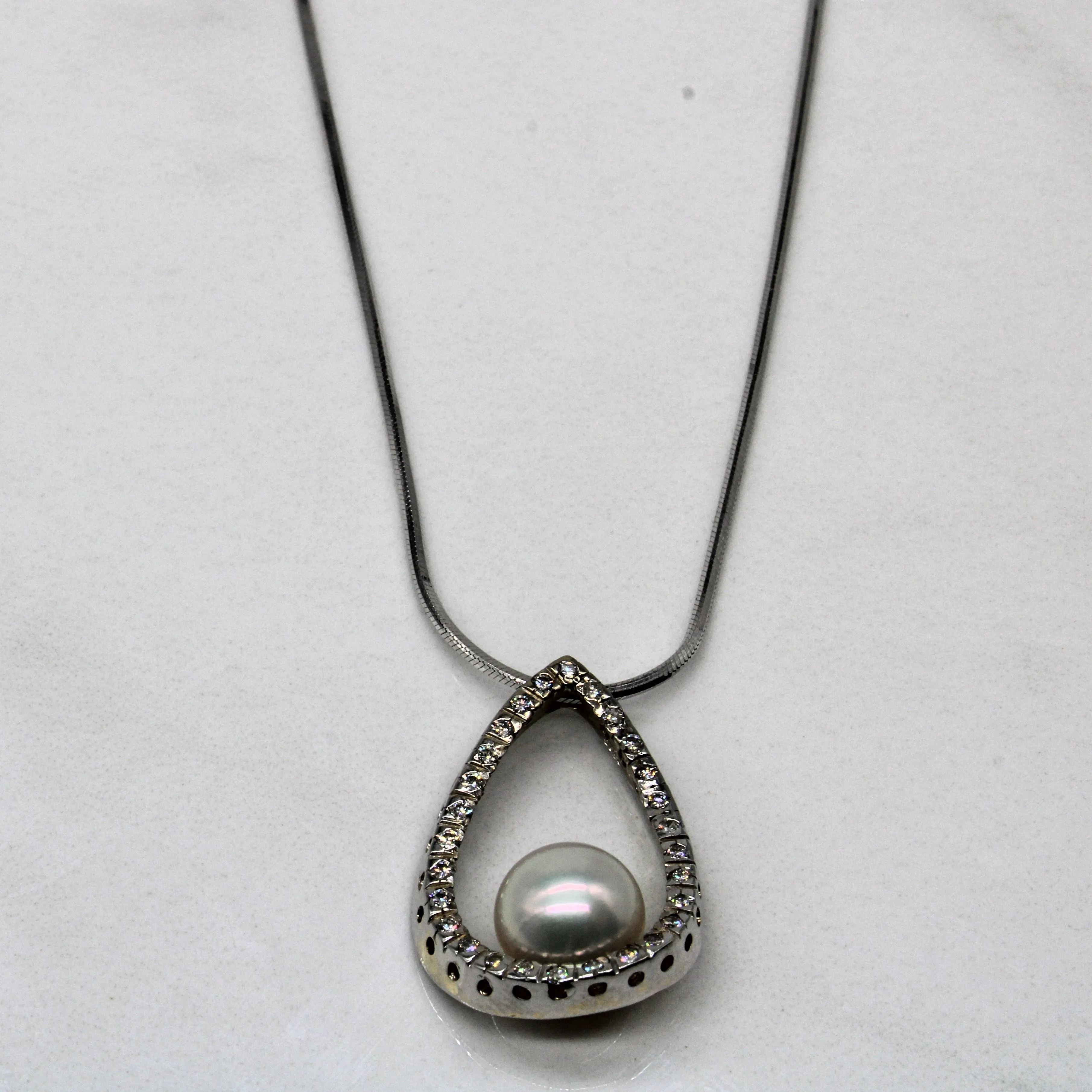 Pearl & Diamond Pendant & Necklace | 0.28ctw | 18" | Sweet Touch Dazzling Radiance