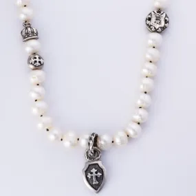 Fashionable Accent Pearl and Silver Necklace | 8.5-10mm | 18"