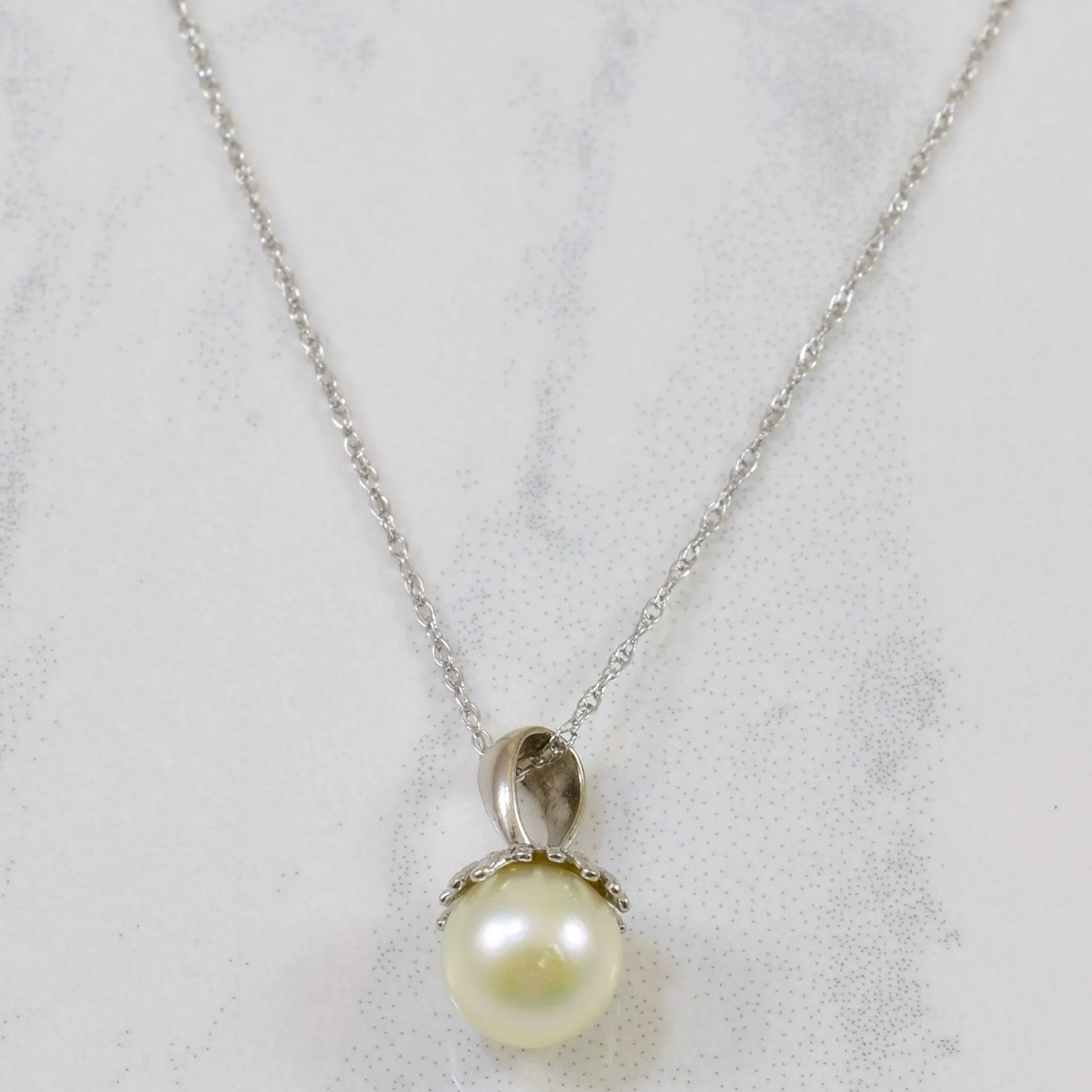 Pearl Drop Necklace | 1.90ct | 18" | Sharp Silhouette