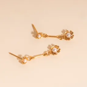 Pearl Flower Dangle Stud Earrings Evening Embellishment Summer piece