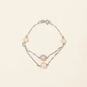 Shiny Jewelry Unique Edge Pearl Two Tier Bracelet | 6.5" |