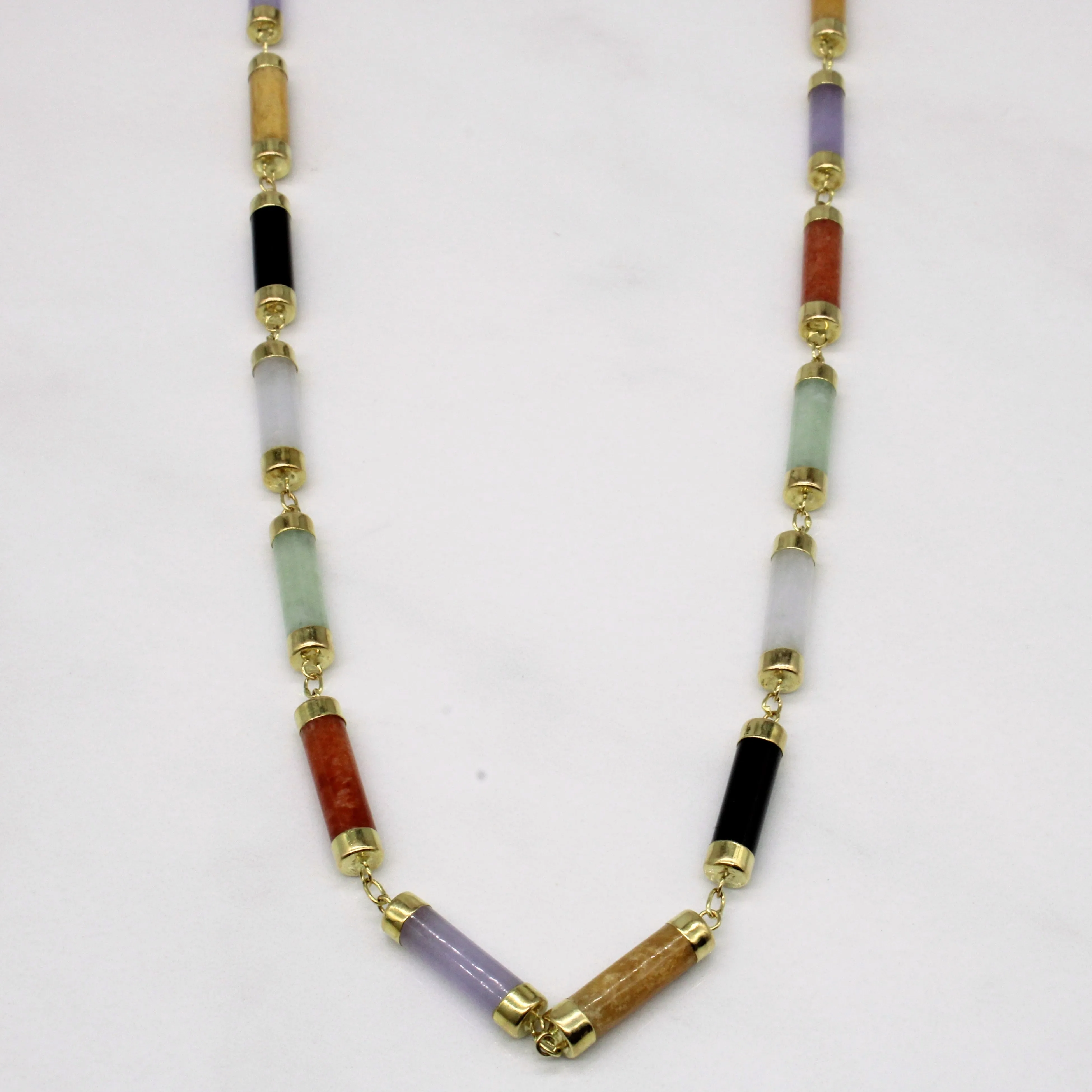 Multi Colour Jade Necklace | 45.00ctw | 18" | Minimal Style Romantic Accessory