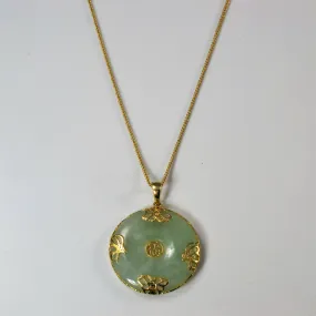 Premium Radiance Exquisite work Filigree Jade Medallion Necklace | 18" |