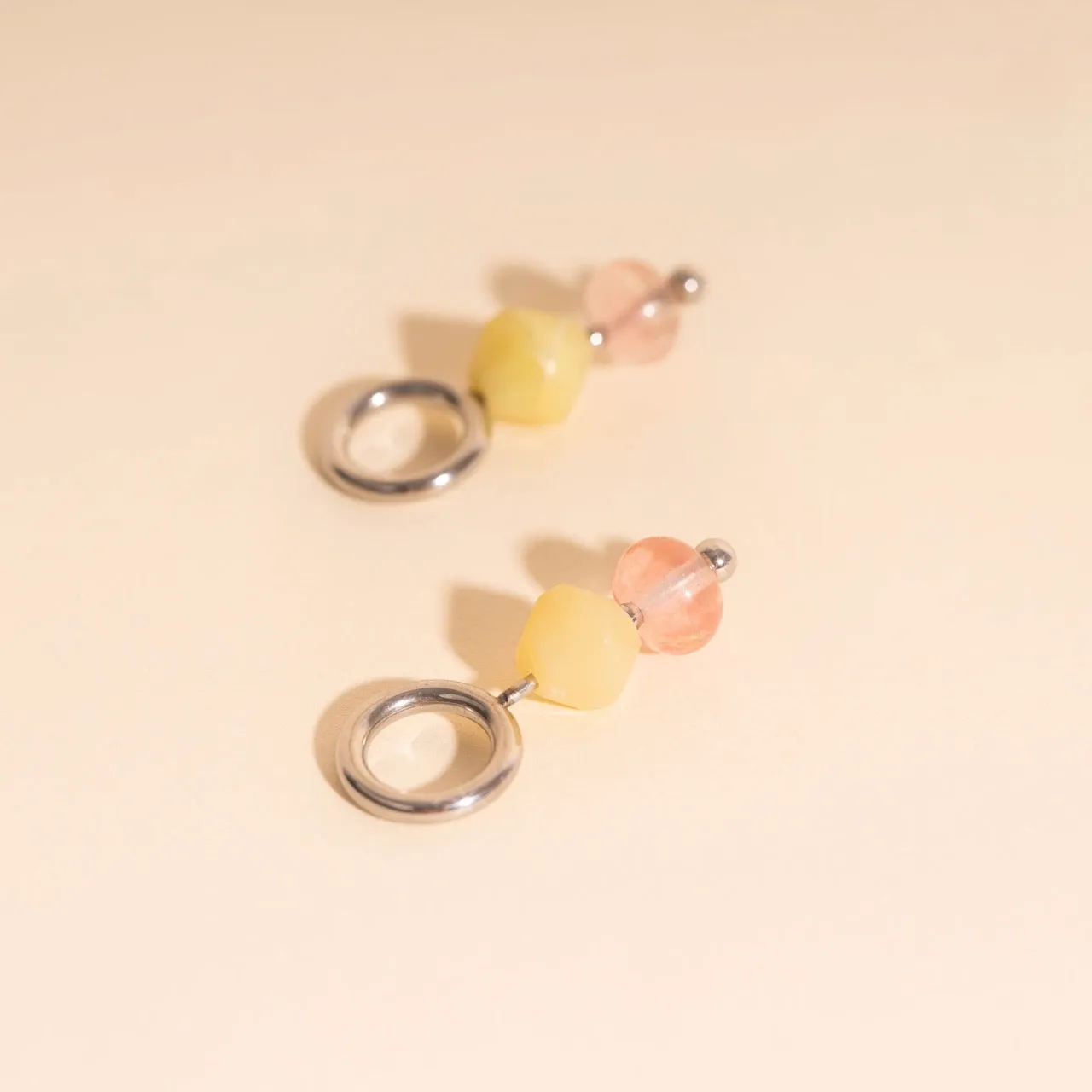 Unique Look Pink Lemonade Huggie Hoop Charms