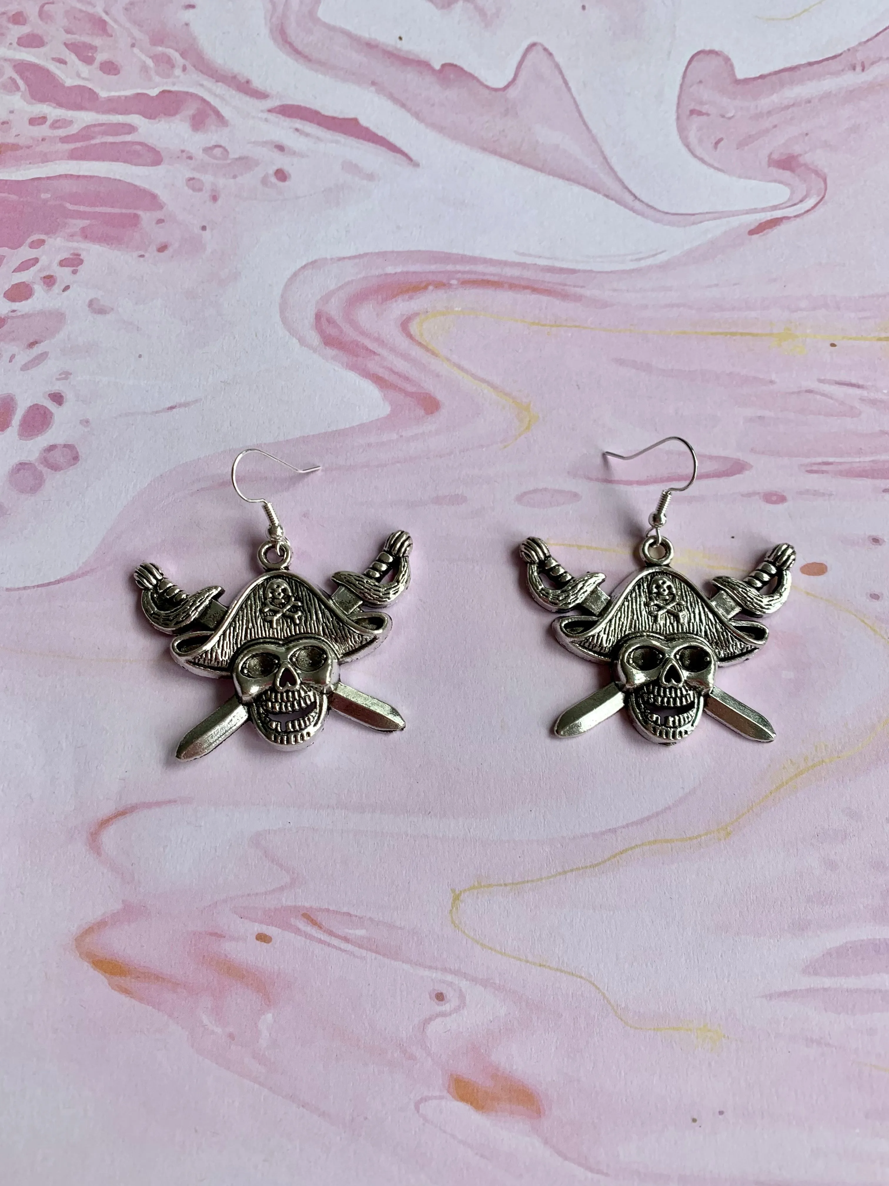 Pirate Skull Earrings Vintage Embellishment