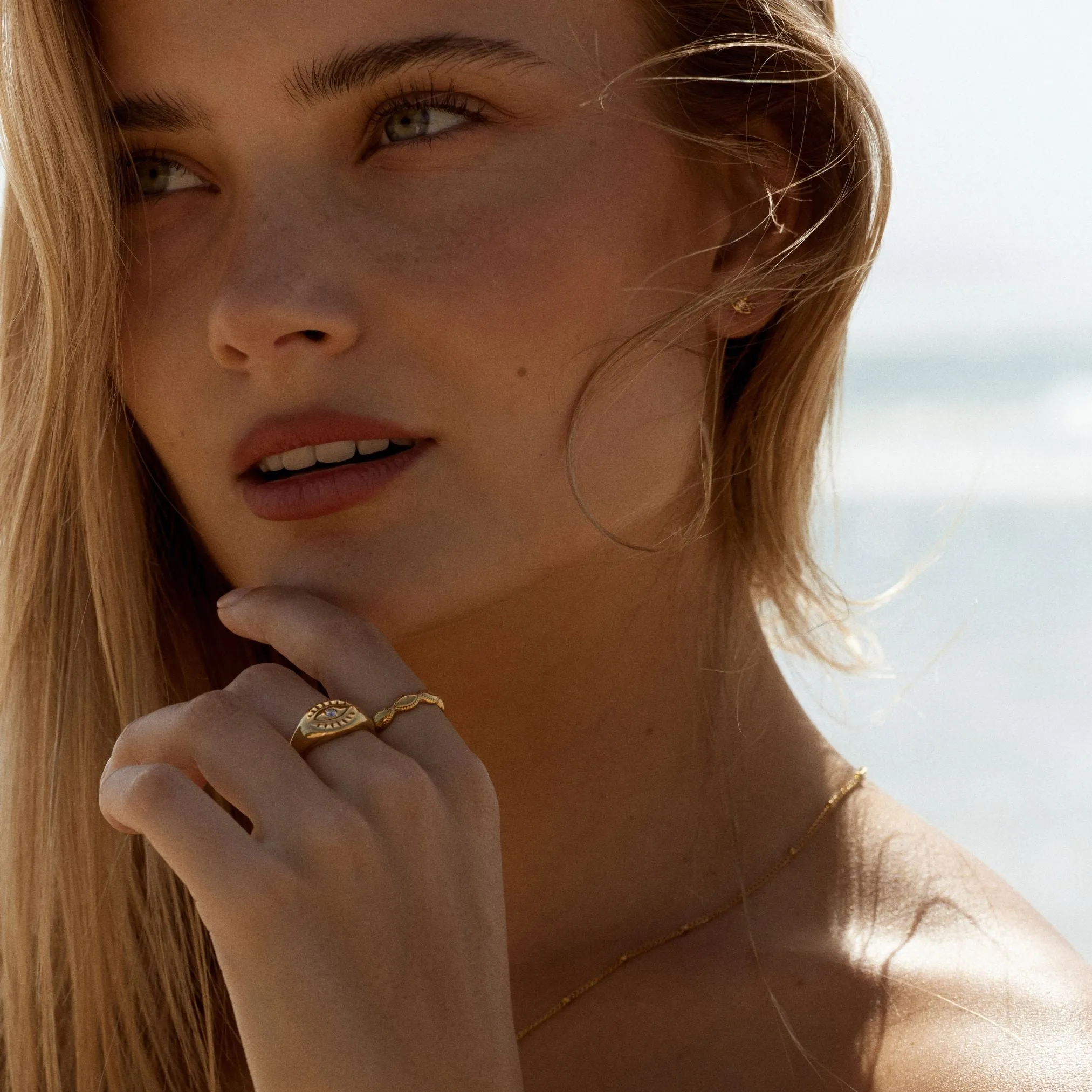 Branded Decoration Evil Eye Signet Ring