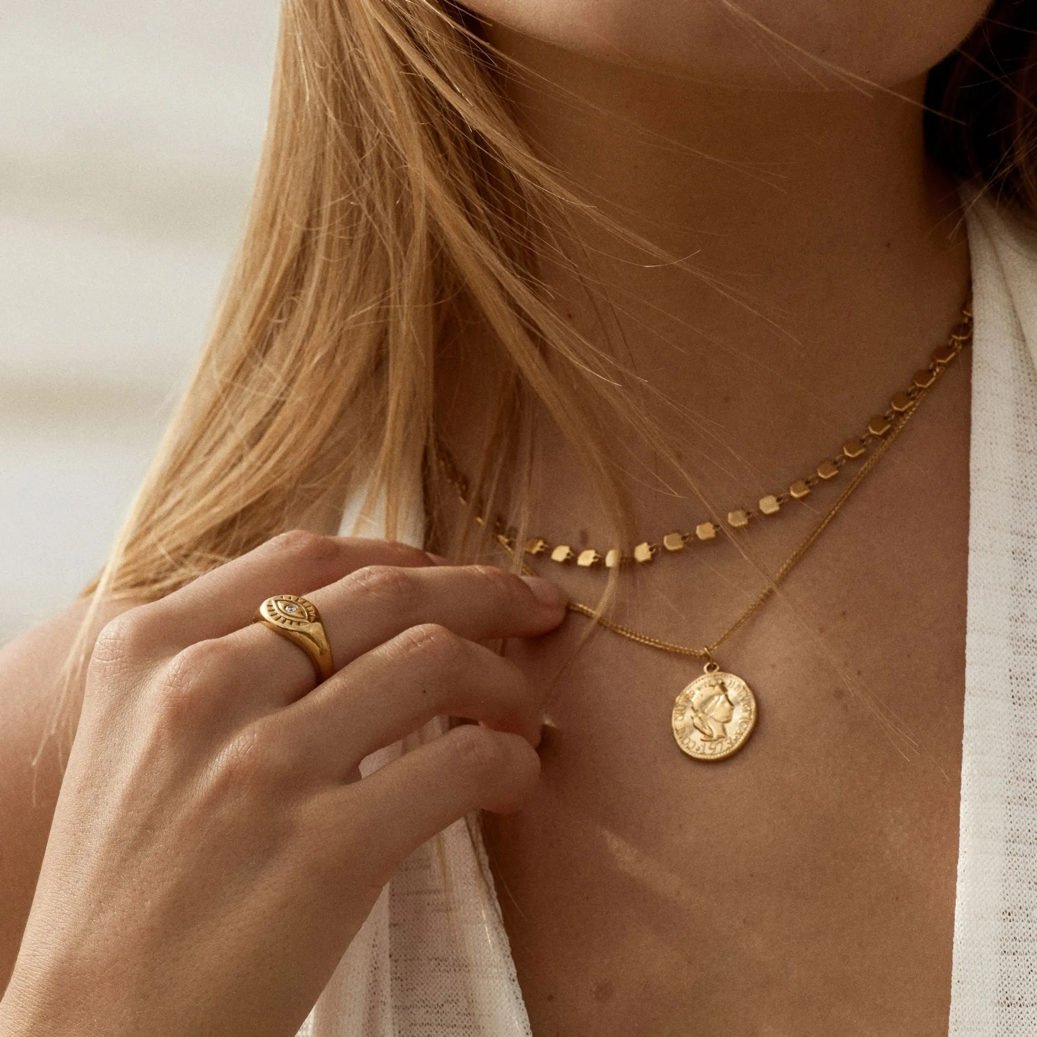 Cherished Accent color block Evil Eye Signet Ring