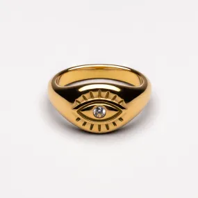 Beautiful Token Evil Eye Signet Ring