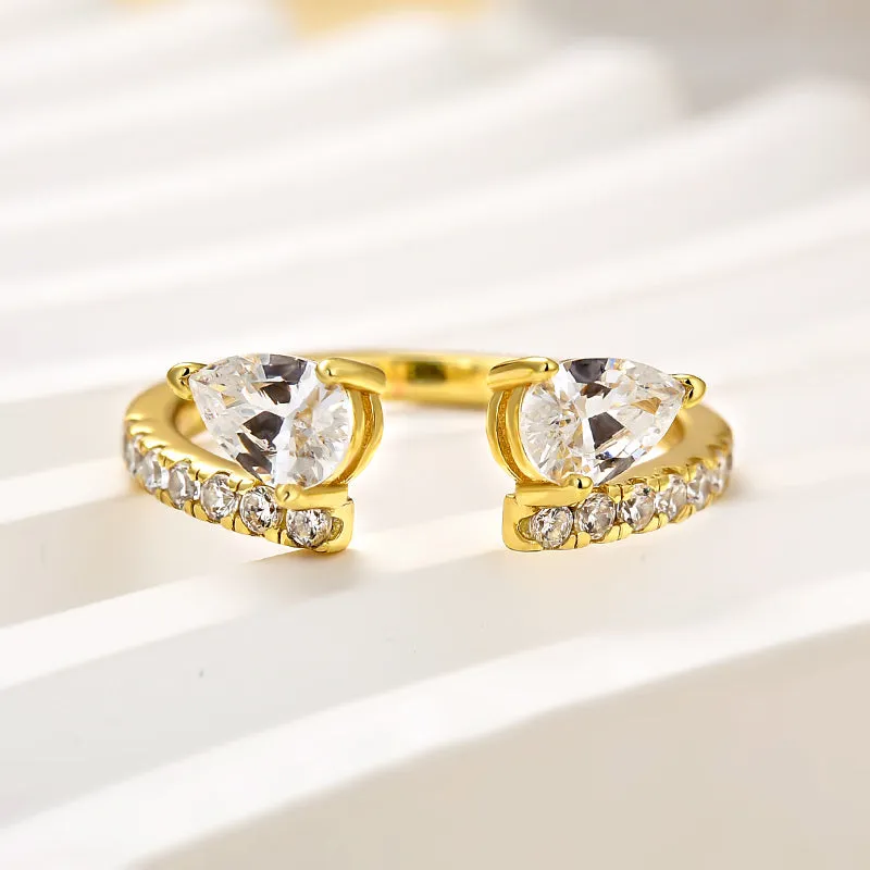 Understated Feature Timeless Glam Louily Classic Pear Cut Open Wedding Band In Sterling Silver