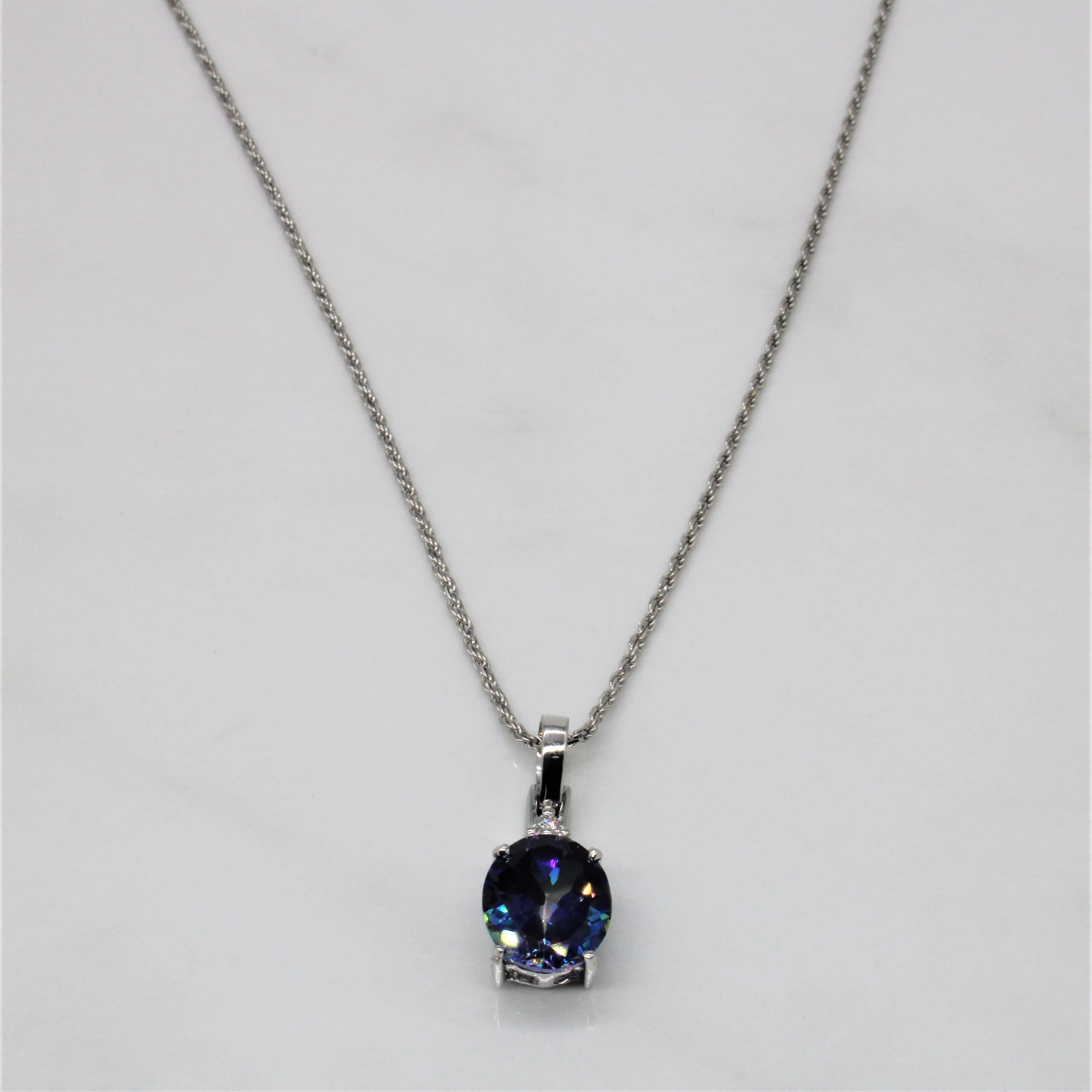 Date Style Mystic Topaz & Diamond Necklace | 5.00ct, 0.05ctw | 20" |