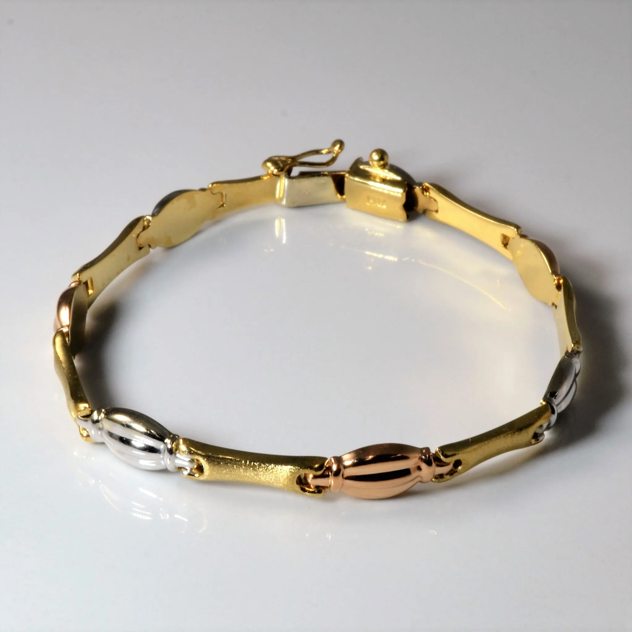 Tri Tone Gold Chain Bracelet | 7" | Shimmering Detail