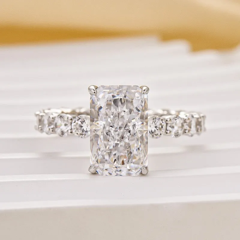 Custom Accessories Classic 4.0Ct Radiant Cut Engagement Ring Promise Ring For Her