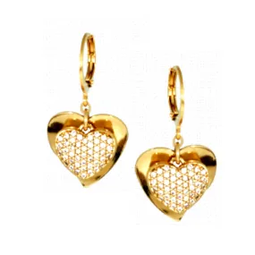 Surgical Steel CZ Heart On Large Solid Heart Earrings Abstract Accessory