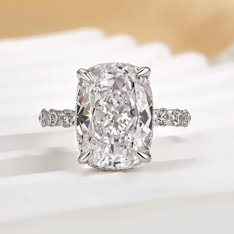Louily Elegant Cushion Cut Simulated Diamond Engagement Ring Trendy Look Artisan Crafted