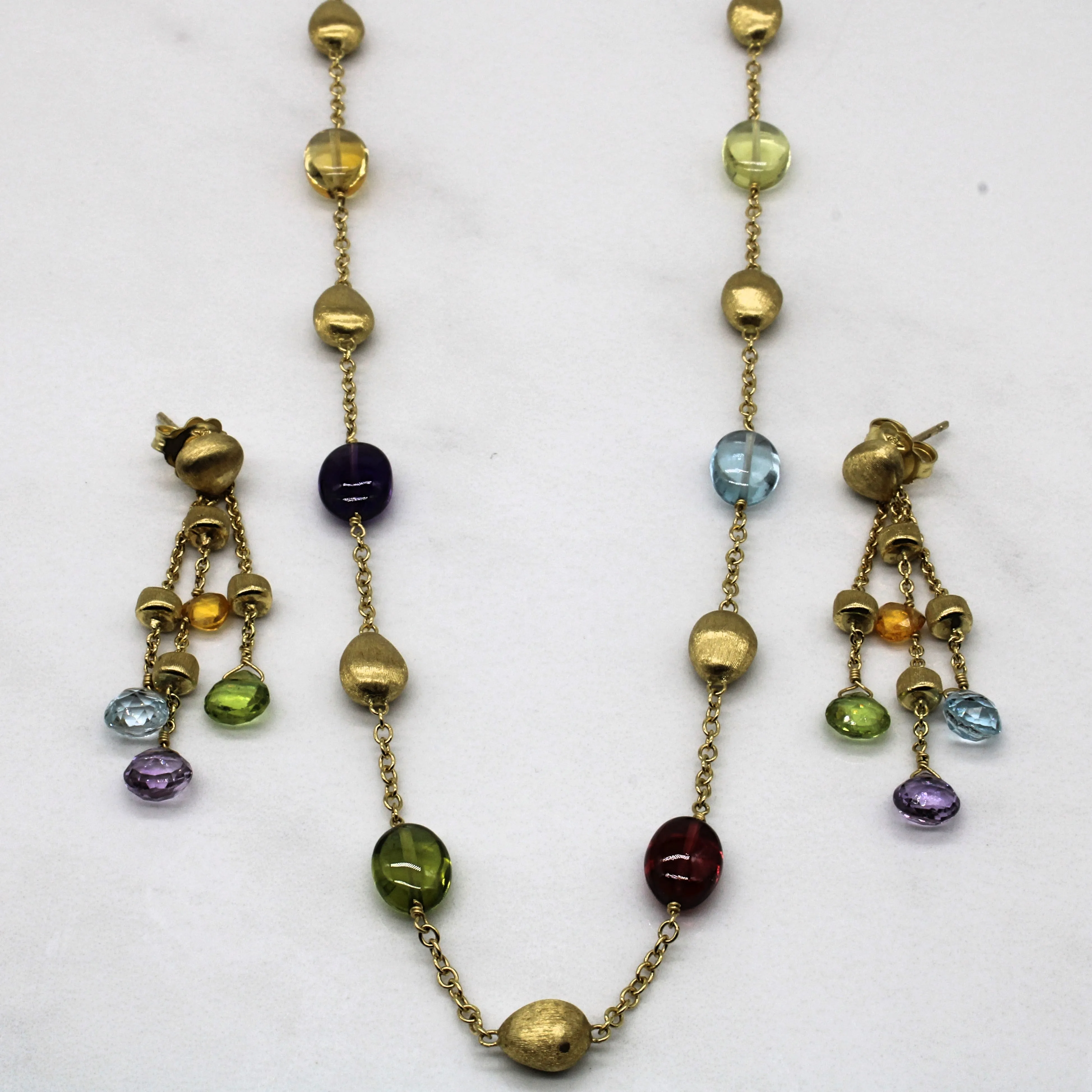 Marco Bicego' Multi Gem Jewelry Suite | 27.60ctw | 16" | Texture Play