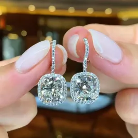 Romantic Set Red Tone Louily Special Halo Design Cushion Cut Women's Earrings