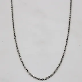 14k White Gold Oval Link Chain | 18" | Vibrant Touch Pieces Handcrafted Detail