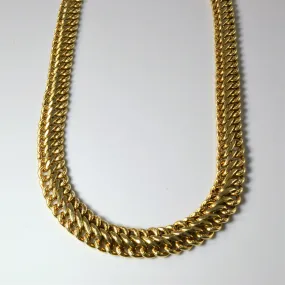 High Fashion 14k Yellow Gold Parallel Chain Choker | 15" |