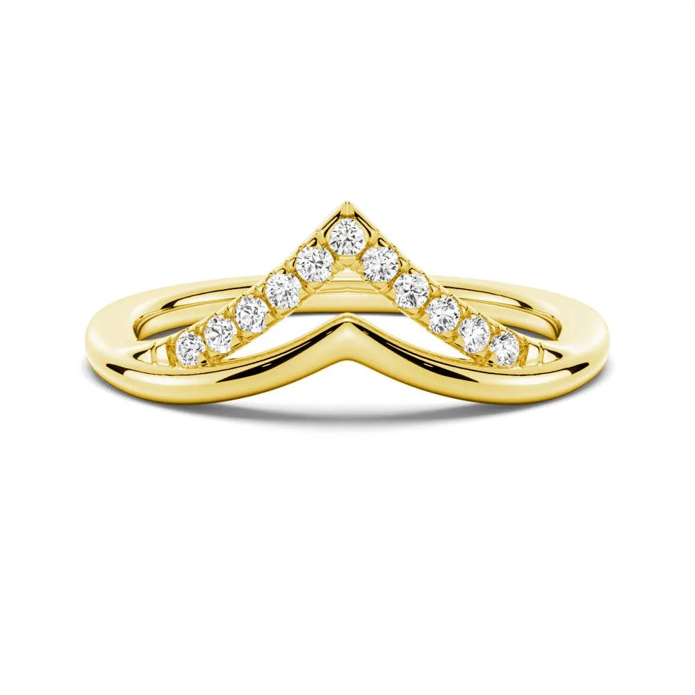 Curved Double V Moissanite Wedding Ring Fashion Spark