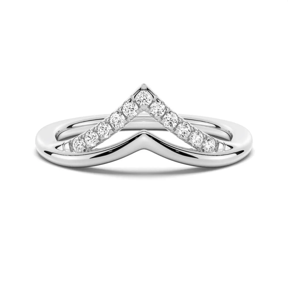 Glamorous Symbol Fashion Pop Curved Double V Moissanite Wedding Ring
