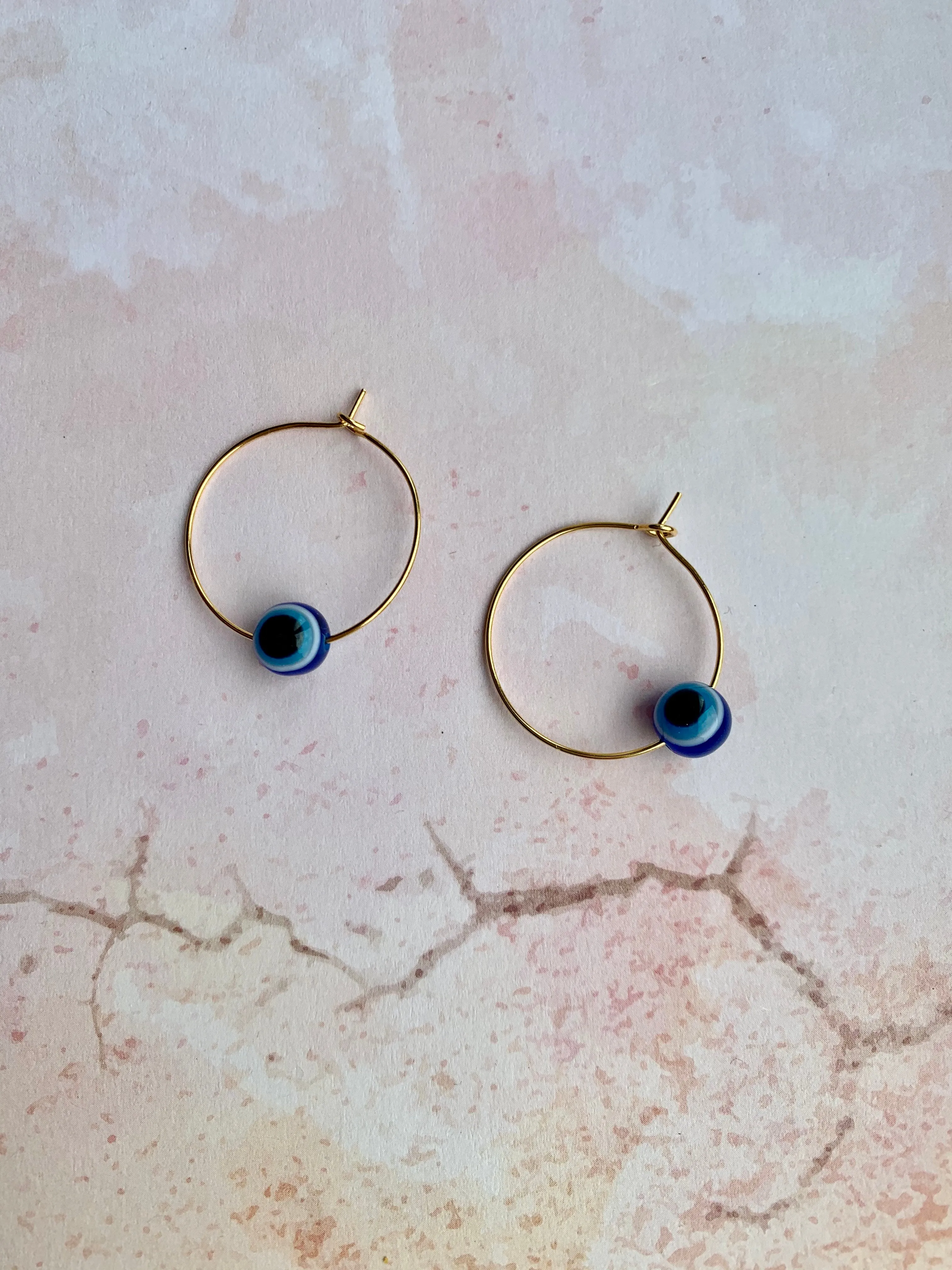 Evil Eye Bead Hoops Unique Finish