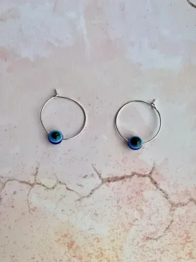 Circular Trinket Evil Eye Bead Hoops
