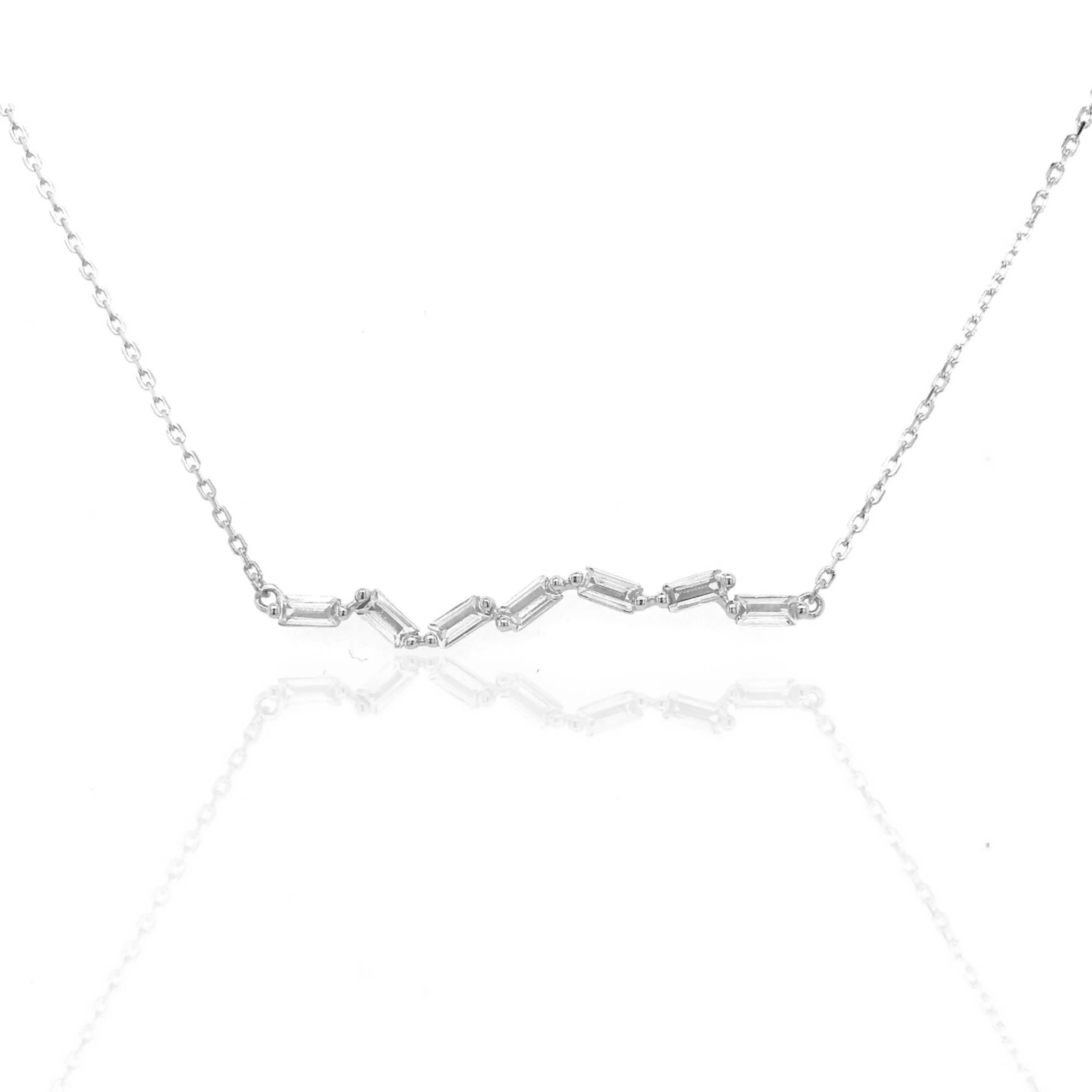 Sterling Silver Baguette Bar Necklace Fashionable Adornment