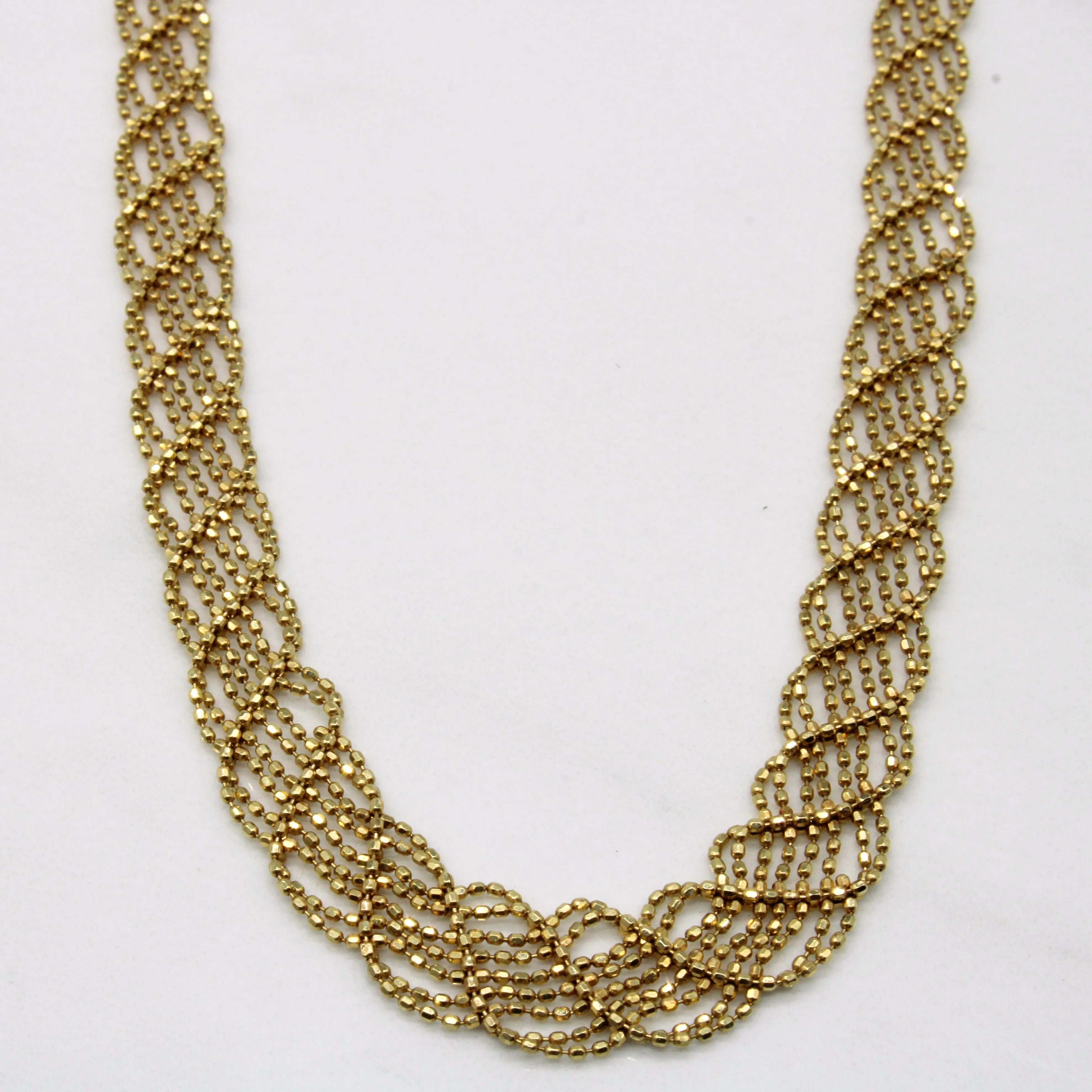 Evening Shine Elegant Layer 14k Yellow Gold Woven Necklace | 16" |