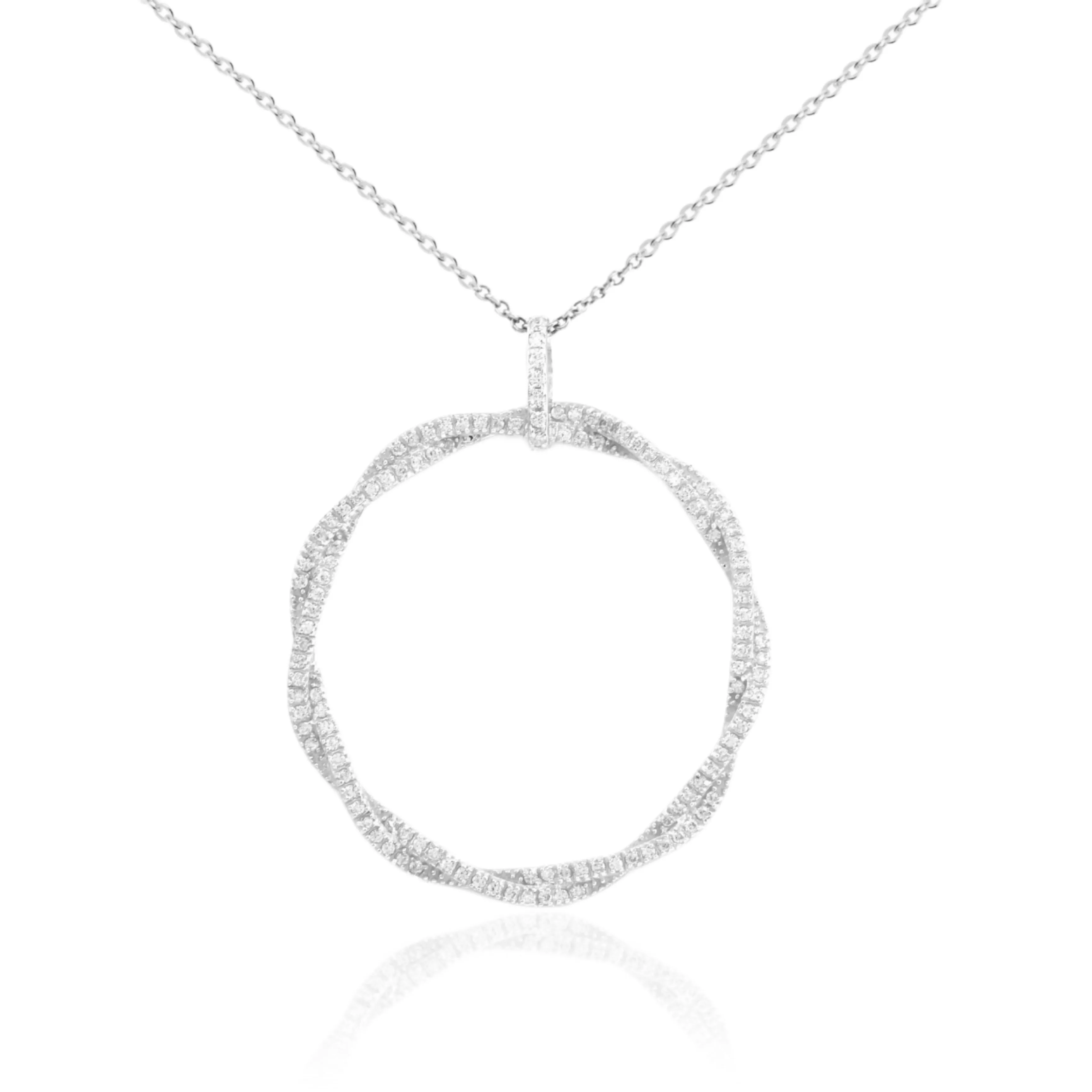 Minimalist Item Sterling Silver Twisted Circle Pendant Necklace