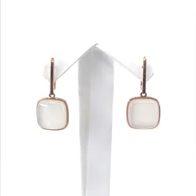 Exquisite Ornament Classic Finish Rose Gold Plated Sterling Silver Stone Square Earrings