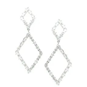 Sterling Silver Double Diamond Shaped Earring Party Jewelry