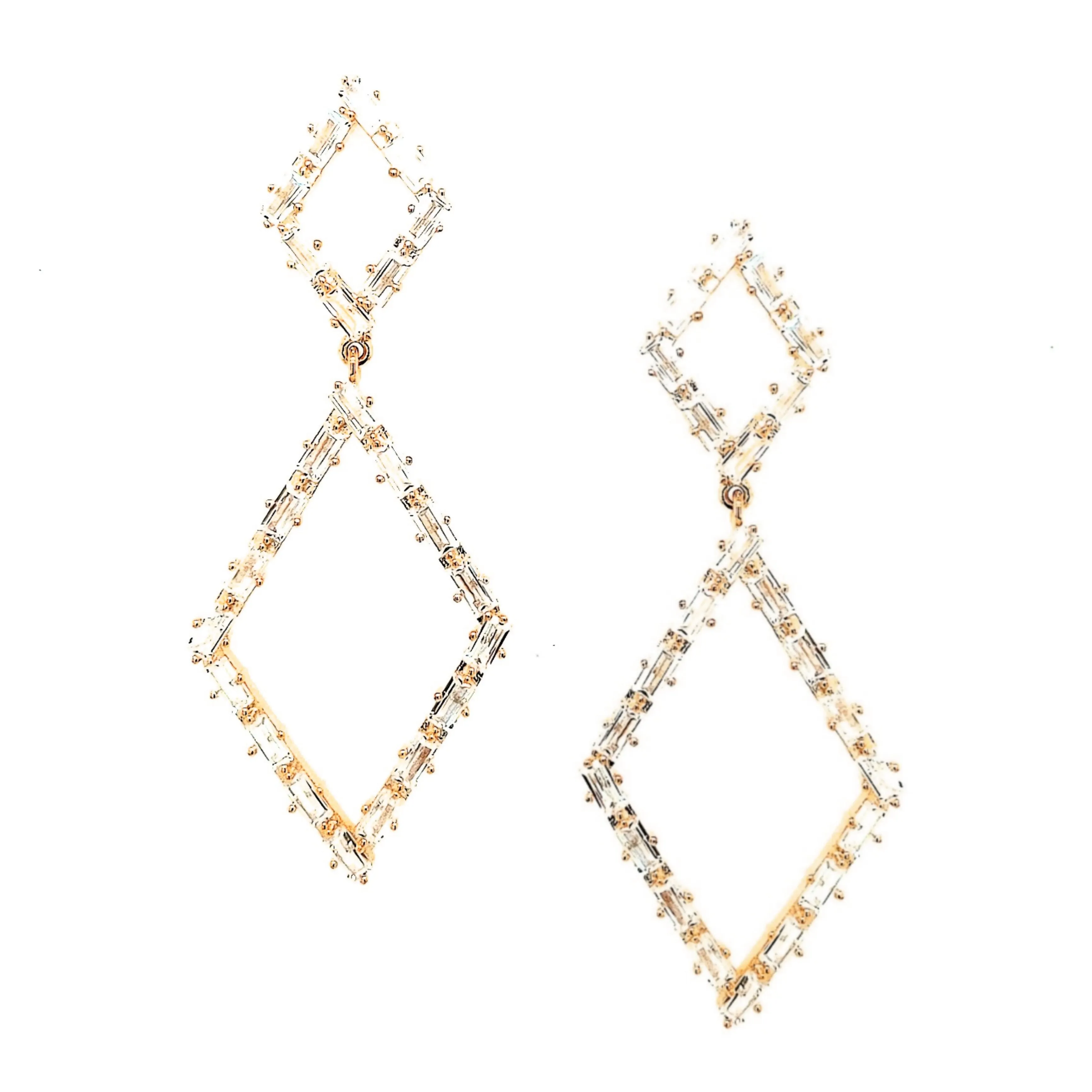 Affordable Element Sterling Silver Double Diamond Shaped Earring