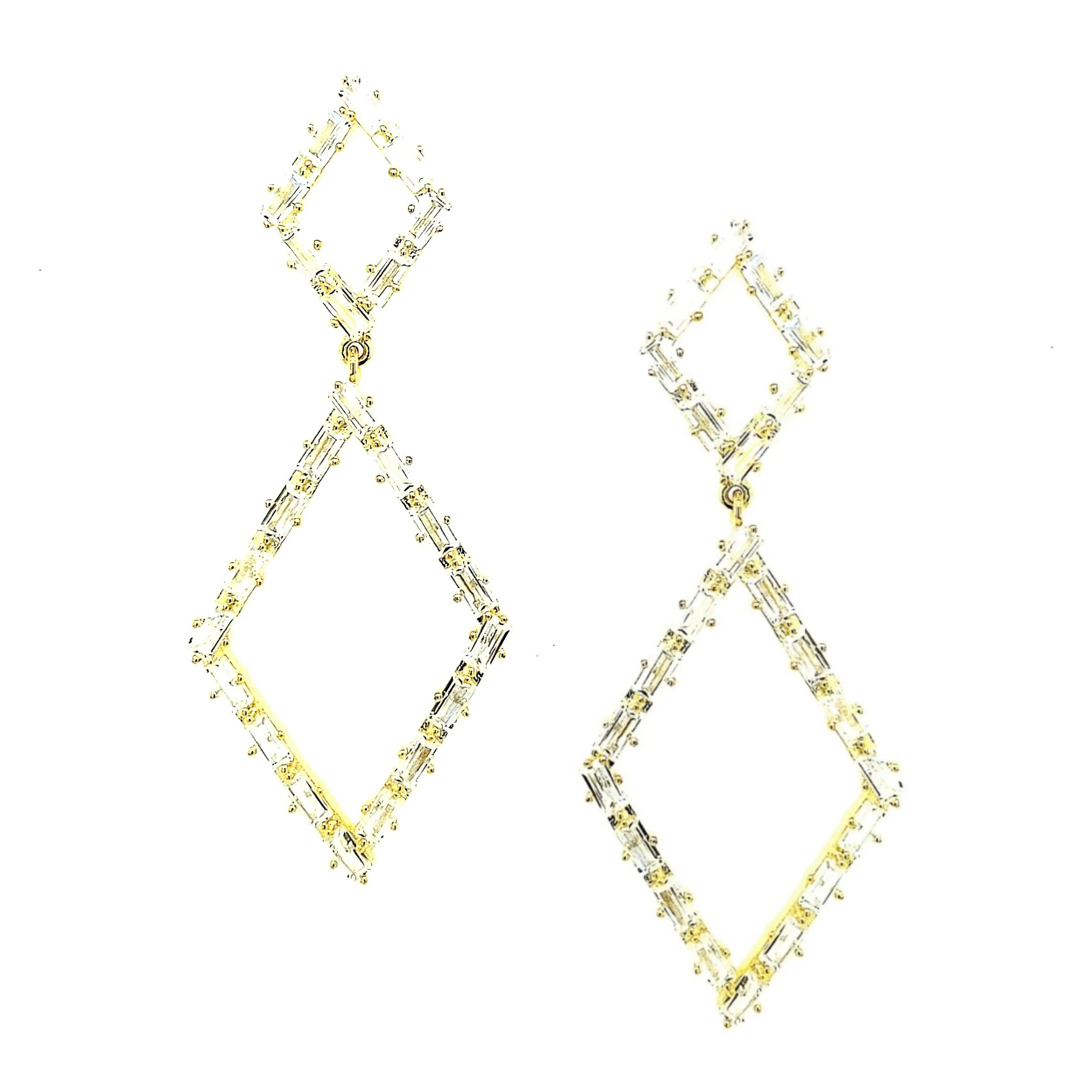 Charming Ornament Vacation Accent Sterling Silver Double Diamond Shaped Earring