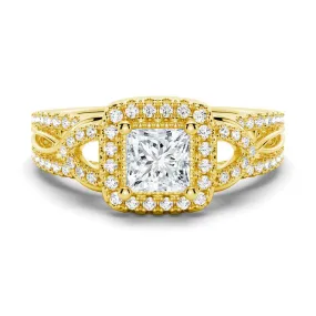 Princess Cut Moissanite Vintage Engagement Ring With Infinite Band Traditional Emblem Fantastic Item